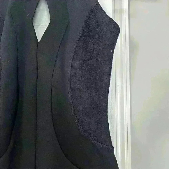 French Connection Women's Black Halter Cocktail Dress Size 4 Open Back Cutout - Picture 3 of 11